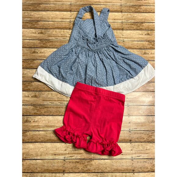 Ric Rac & Ruffles Watermelon Ruffled Short Set 4T - Picture 2 of 4